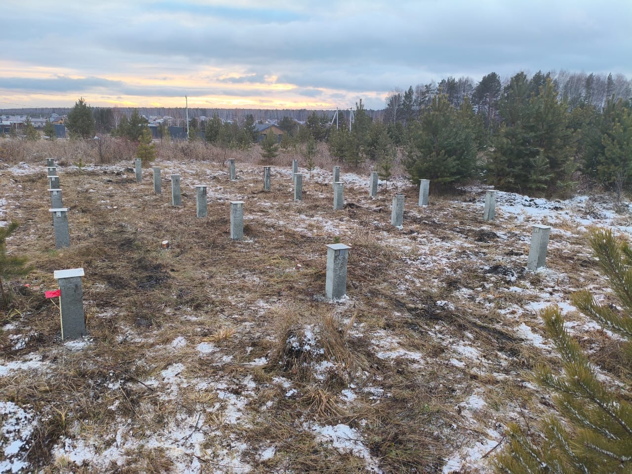 Свайный фундамент под каркасный дом д. Гусева - 24 сваи 150х150 мм, Белоярский район