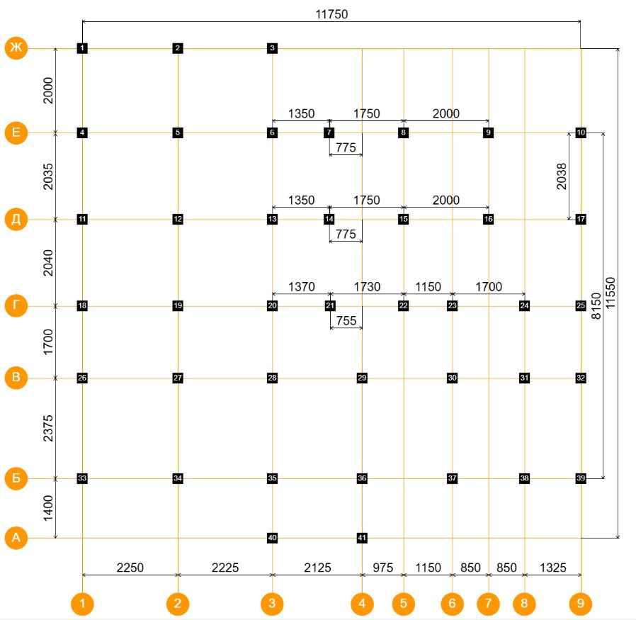 Свайное поле из ЖБ свай на заснеженном участке в деревне Ключи